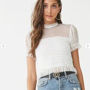 Forever 21 Delicate White Lace Blouse szM